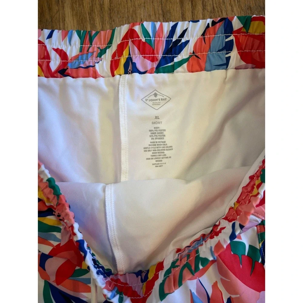 St John's Bay Floral Active Skort XL Multicolor Tropical Golf Tennis Athletic‎